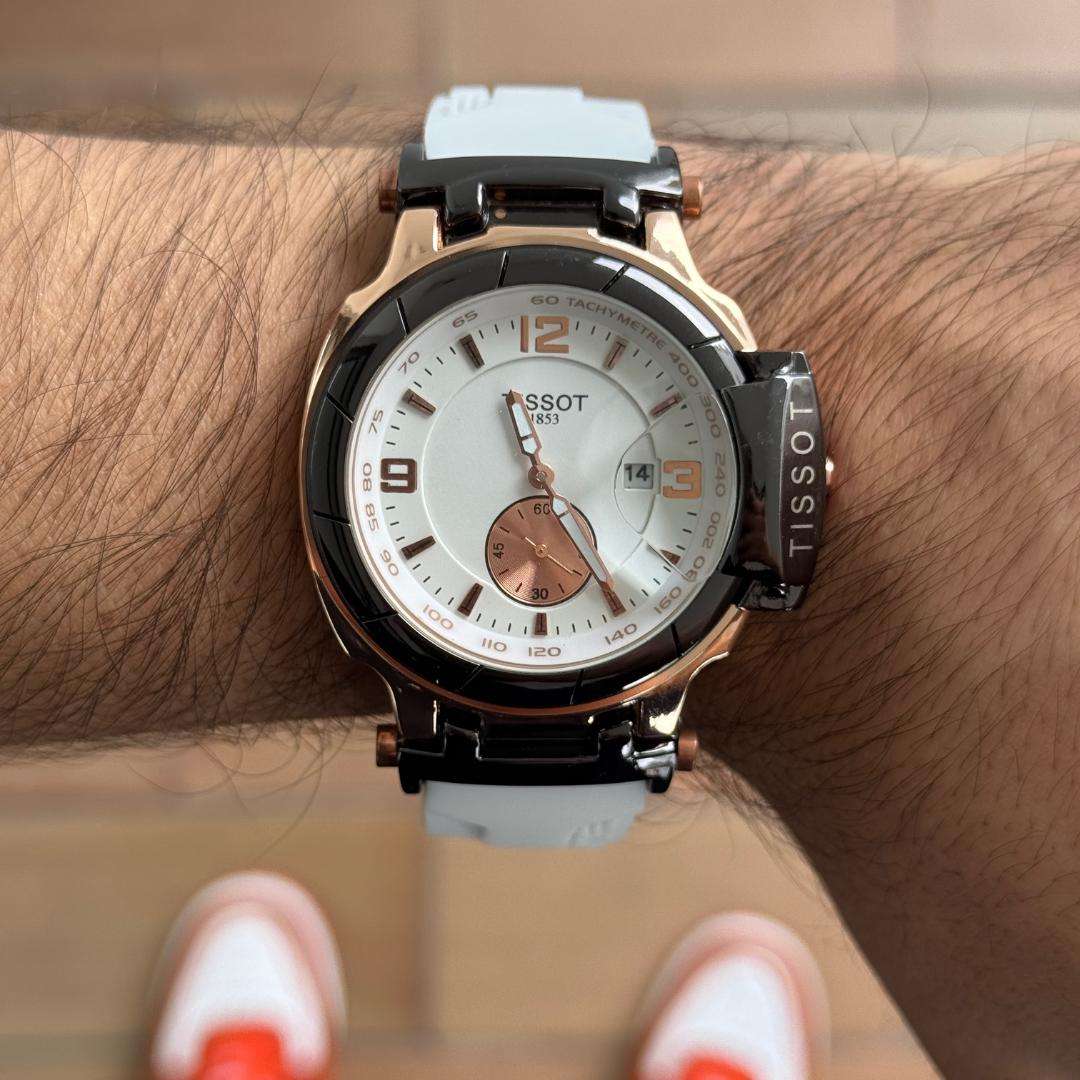 Tissot T-Rce Goma Blanco - Tablero Blanco Oro Rosa - Negro