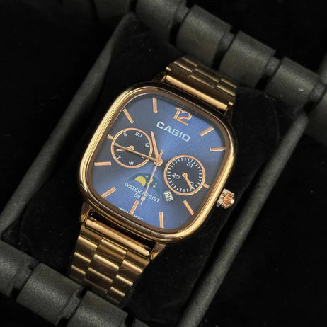 Casio MTP Dorado Tablero Azul