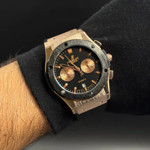 Hublot Funcional Negro - Tablero Negro - Oro Rosa